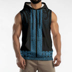 New Zealand Maori Kowhaiwhai Sleeveless Hoodie Kikorangi Maui and Mangopare - Aussie Hoodie