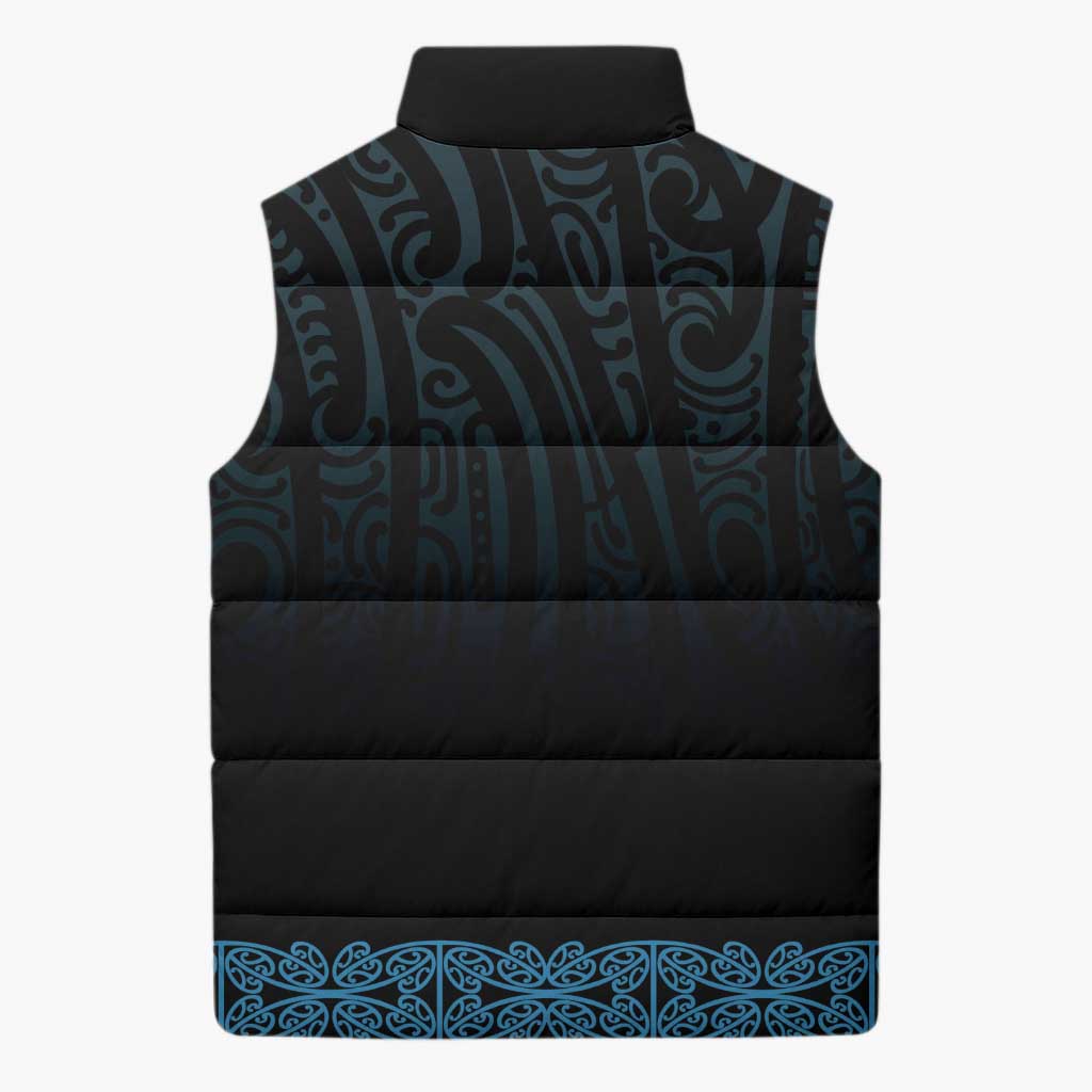 New Zealand Maori Kowhaiwhai Sleeveless Puffer Jacket Kikorangi Maui and Mangopare - Aussie Hoodie