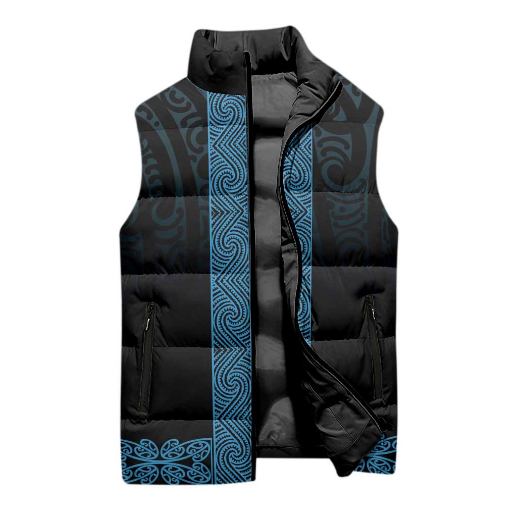 New Zealand Maori Kowhaiwhai Sleeveless Puffer Jacket Kikorangi Maui and Mangopare - Aussie Hoodie