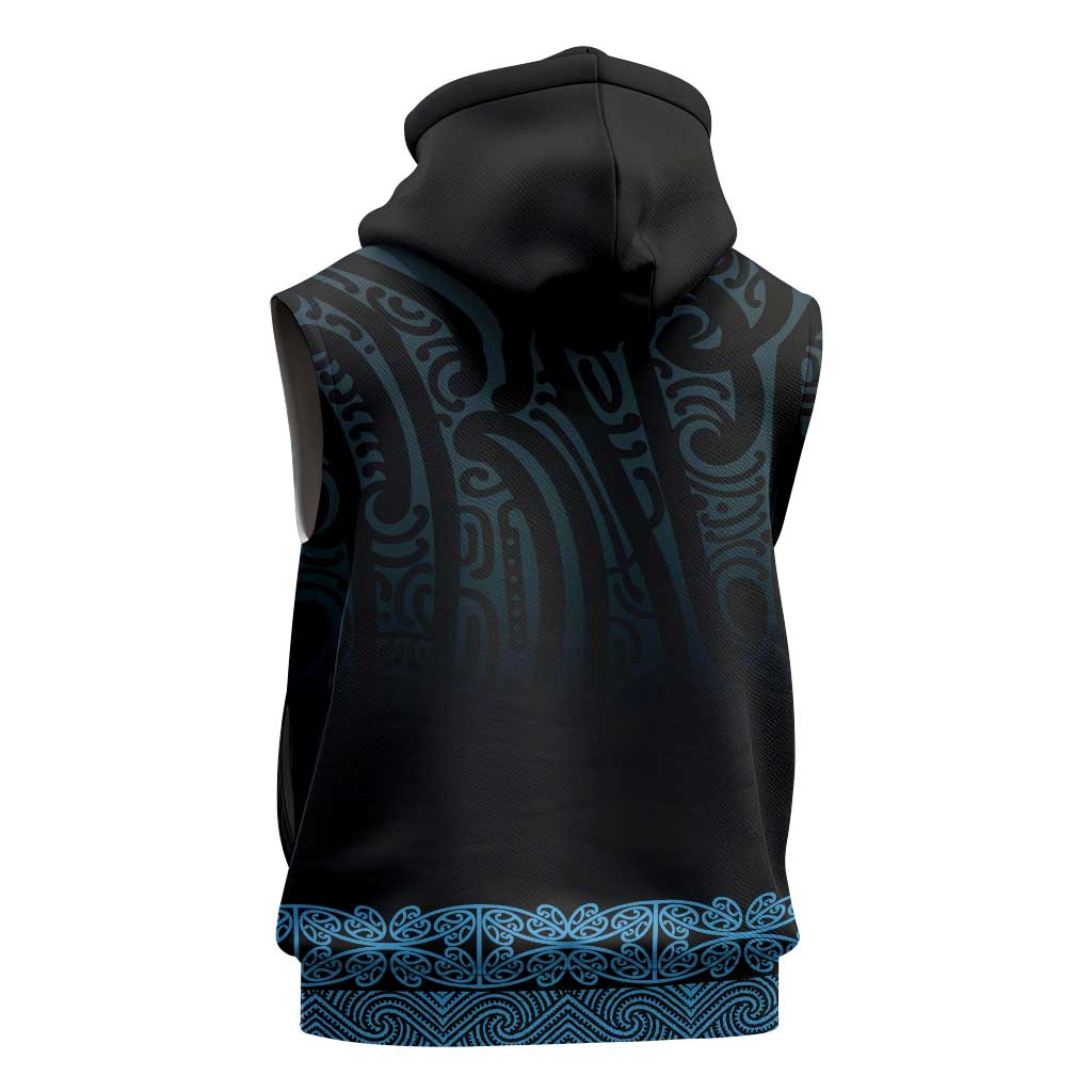 New Zealand Maori Kowhaiwhai Sleeveless Zip Hoodie Kikorangi Maui and Mangopare LT9