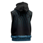 New Zealand Maori Kowhaiwhai Sleeveless Zip Hoodie Kikorangi Maui and Mangopare LT9