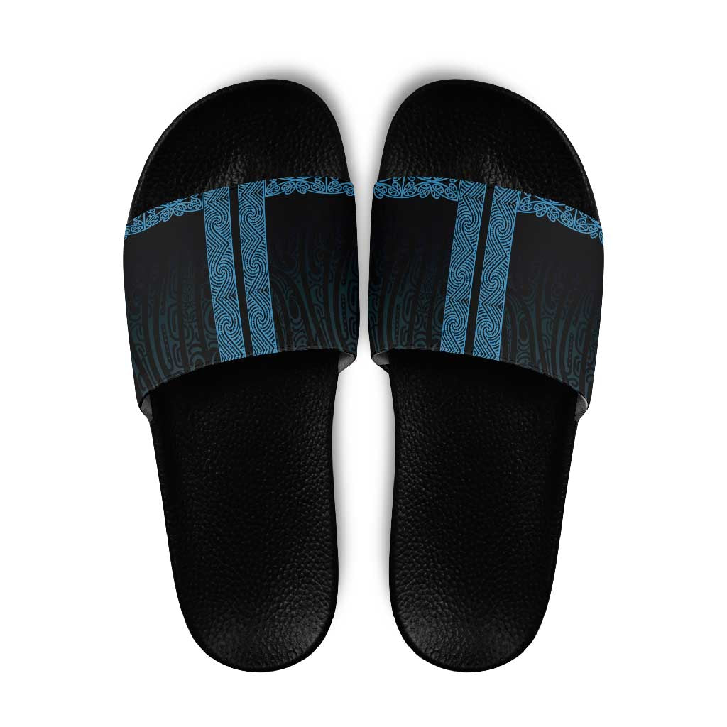 New Zealand Maori Kowhaiwhai Slide Sandals Kikorangi Maui and Mangopare - Aussie Hoodie