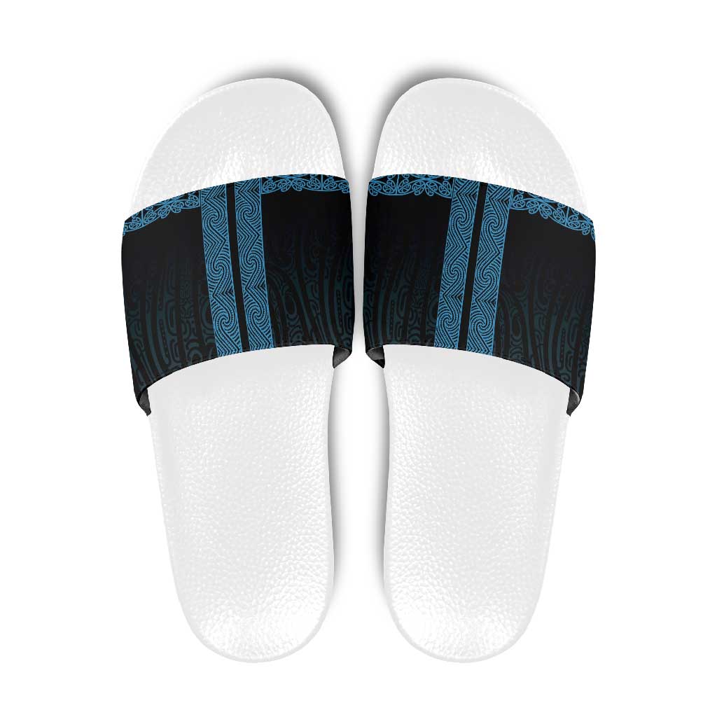 New Zealand Maori Kowhaiwhai Slide Sandals Kikorangi Maui and Mangopare - Aussie Hoodie