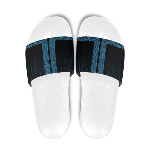 New Zealand Maori Kowhaiwhai Slide Sandals Kikorangi Maui and Mangopare - Aussie Hoodie