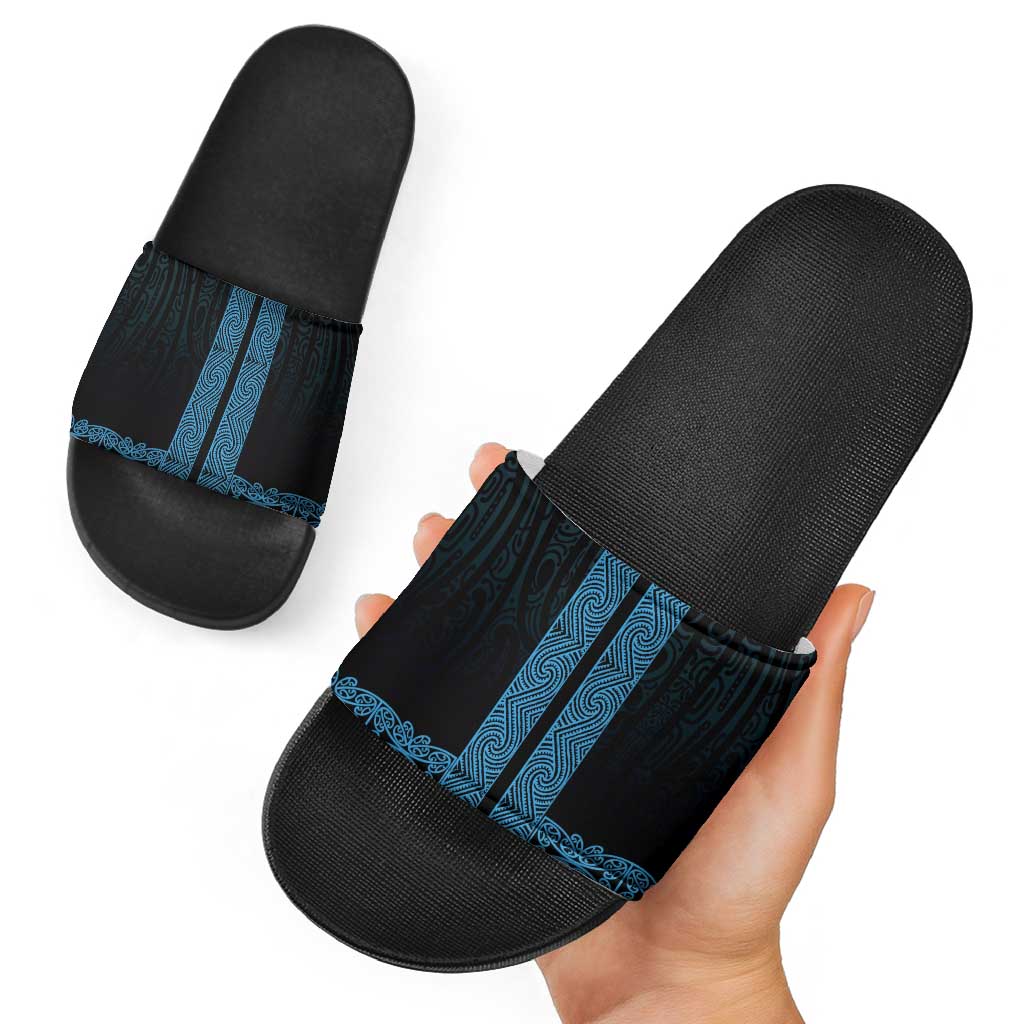 New Zealand Maori Kowhaiwhai Slide Sandals Kikorangi Maui and Mangopare - Aussie Hoodie