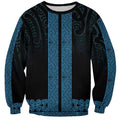 New Zealand Maori Kowhaiwhai Sweatshirt Kikorangi Maui and Mangopare
