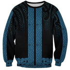 New Zealand Maori Kowhaiwhai Sweatshirt Kikorangi Maui and Mangopare