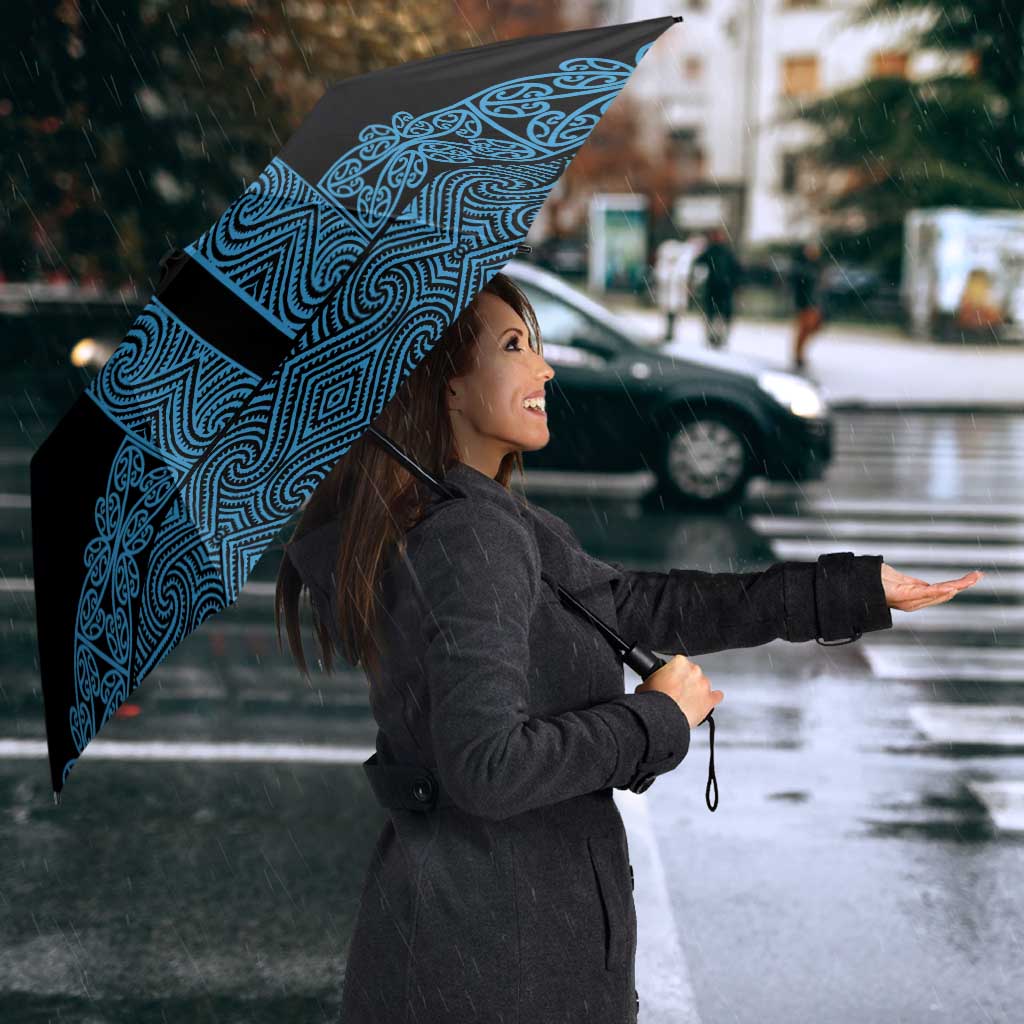 New Zealand Maori Kowhaiwhai Umbrella Kikorangi Maui and Mangopare - Aussie Hoodie