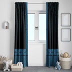 New Zealand Maori Kowhaiwhai Window Curtain Kikorangi Maui and Mangopare