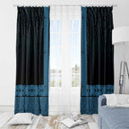 New Zealand Maori Kowhaiwhai Window Curtain Kikorangi Maui and Mangopare