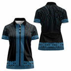 New Zealand Maori Kowhaiwhai Women Polo Shirt Kikorangi Maui and Mangopare
