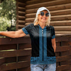 New Zealand Maori Kowhaiwhai Women Polo Shirt Kikorangi Maui and Mangopare