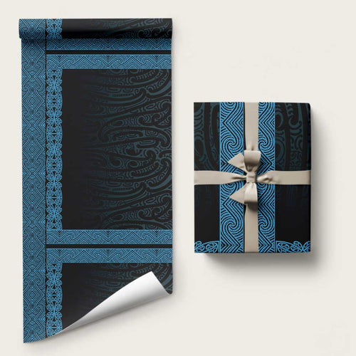 New Zealand Maori Kowhaiwhai Wrapping Paper Kikorangi Maui and Mangopare - Aussie Hoodie