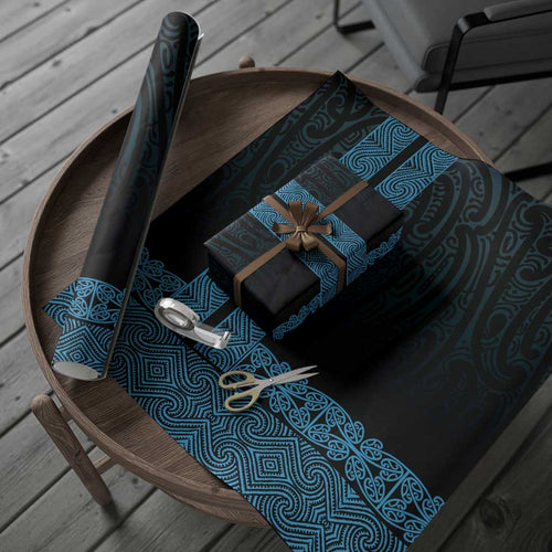 New Zealand Maori Kowhaiwhai Wrapping Paper Kikorangi Maui and Mangopare - Aussie Hoodie