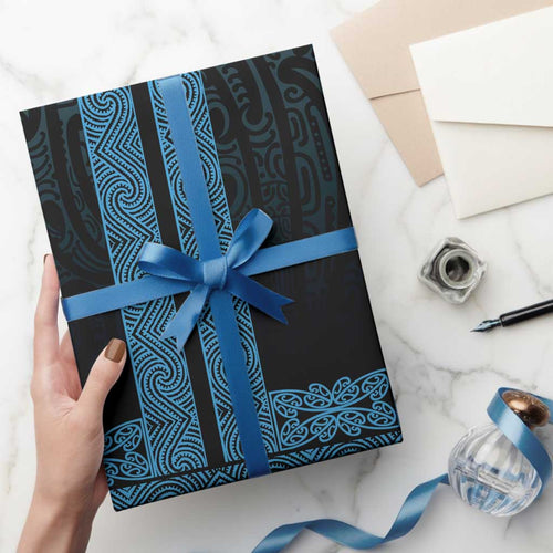New Zealand Maori Kowhaiwhai Wrapping Paper Kikorangi Maui and Mangopare - Aussie Hoodie