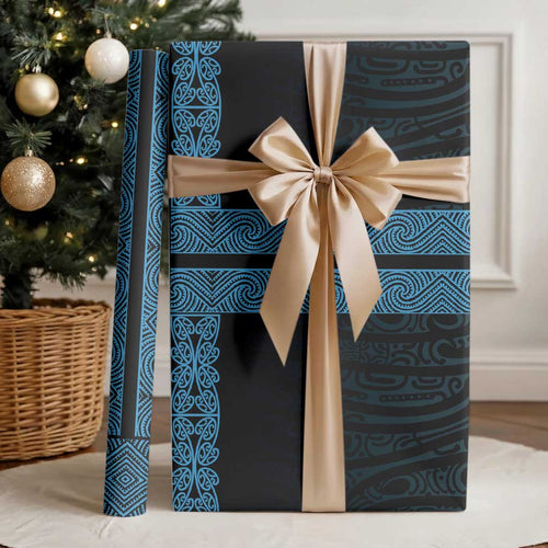 New Zealand Maori Kowhaiwhai Wrapping Paper Kikorangi Maui and Mangopare - Aussie Hoodie