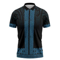New Zealand Maori Kowhaiwhai Zipper Polo Shirt Kikorangi Maui and Mangopare - Aussie Hoodie