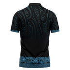 New Zealand Maori Kowhaiwhai Zipper Polo Shirt Kikorangi Maui and Mangopare - Aussie Hoodie