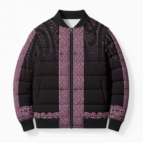 New Zealand Maori Kowhaiwhai Bomber Puffer Jacket Mawhero Maui and Mangopare - Aussie Hoodie