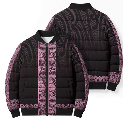 New Zealand Maori Kowhaiwhai Bomber Puffer Jacket Mawhero Maui and Mangopare - Aussie Hoodie