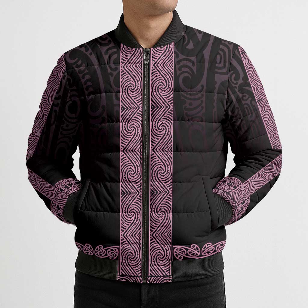 New Zealand Maori Kowhaiwhai Bomber Puffer Jacket Mawhero Maui and Mangopare - Aussie Hoodie