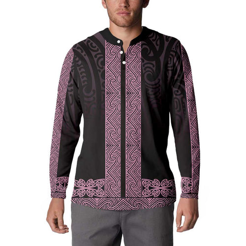 New Zealand Maori Kowhaiwhai Button Sweatshirt Mawhero Maui and Mangopare