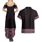 New Zealand Maori Kowhaiwhai Couples Matching Summer Maxi Dress and Hawaiian Shirt Mawhero Maui and Mangopare