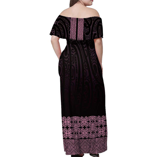New Zealand Maori Kowhaiwhai Family Matching Off Shoulder Maxi Dress and Hawaiian Shirt Mawhero Maui and Mangopare