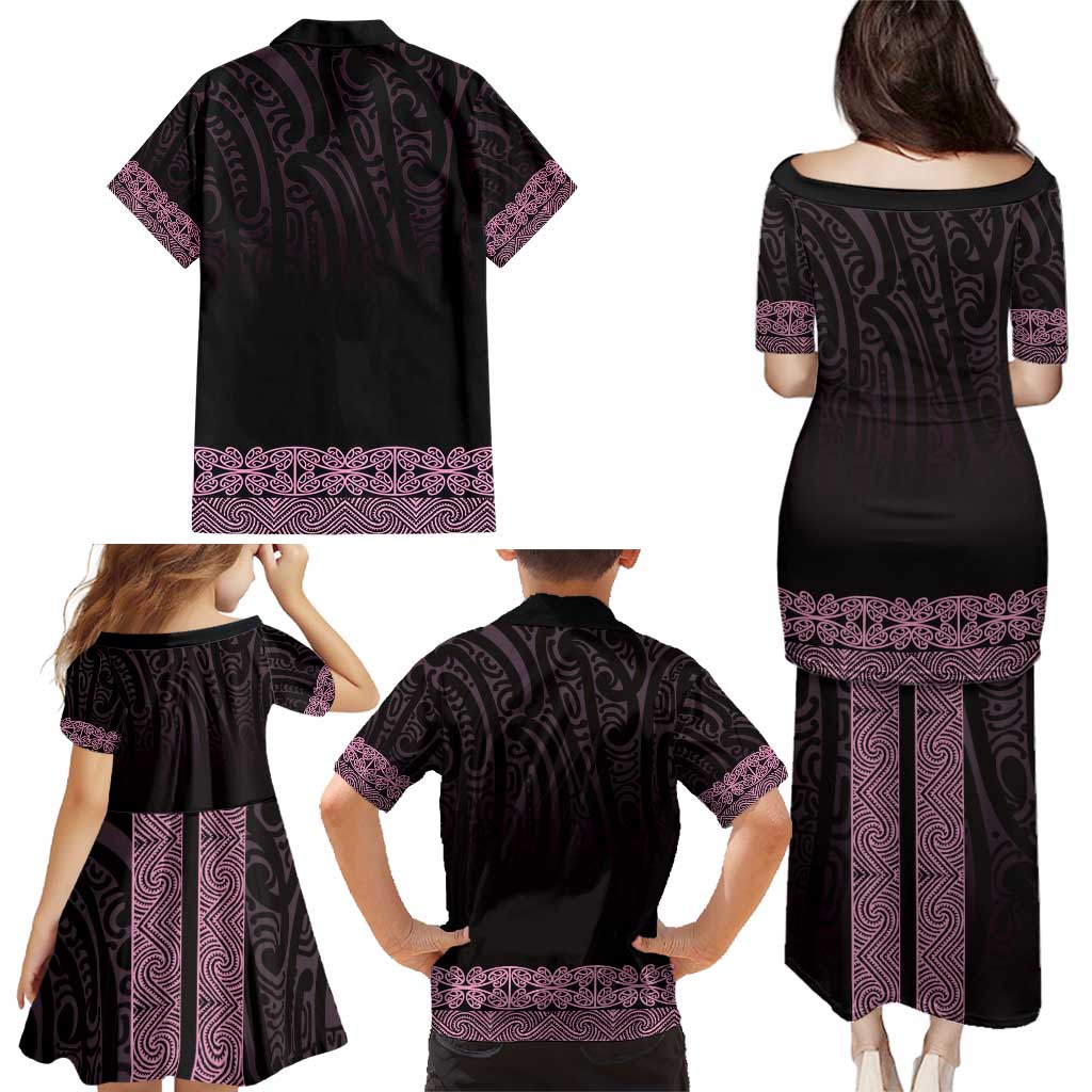 New Zealand Maori Kowhaiwhai Family Matching Puletasi and Hawaiian Shirt Mawhero Maui and Mangopare