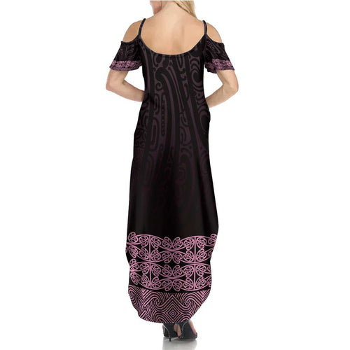 New Zealand Maori Kowhaiwhai Family Matching Summer Maxi Dress and Hawaiian Shirt Mawhero Maui and Mangopare