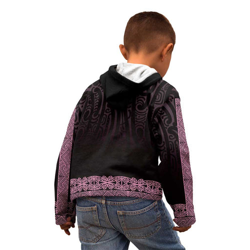 New Zealand Maori Kowhaiwhai Kid Hoodie Mawhero Maui and Mangopare