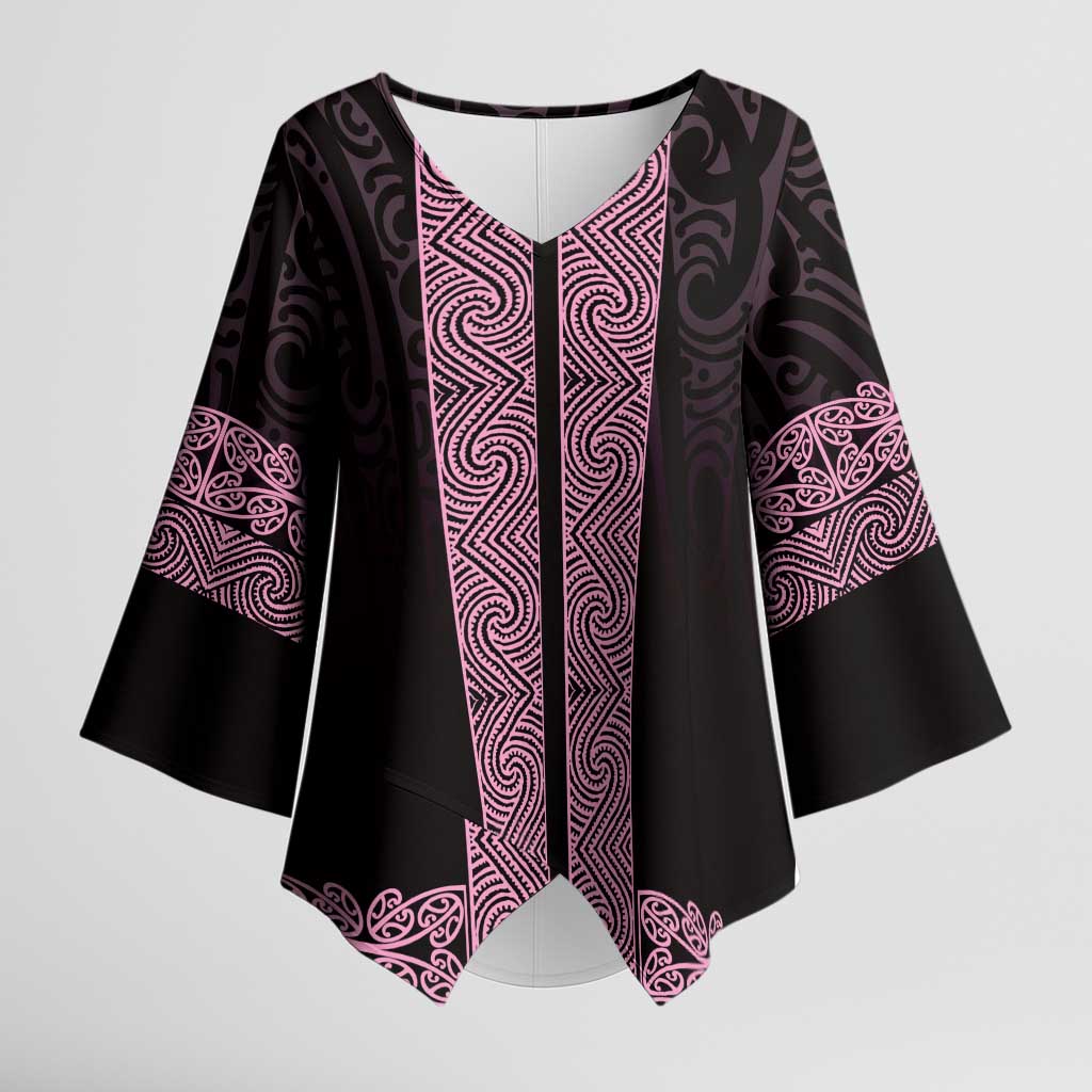 New Zealand Maori Kowhaiwhai Kimono Sleeve Blouse Mawhero Maui and Mangopare - Aussie Hoodie