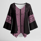 New Zealand Maori Kowhaiwhai Kimono Sleeve Blouse Mawhero Maui and Mangopare - Aussie Hoodie