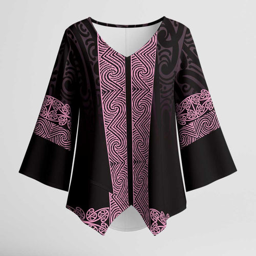 New Zealand Maori Kowhaiwhai Kimono Sleeve Blouse Mawhero Maui and Mangopare - Aussie Hoodie