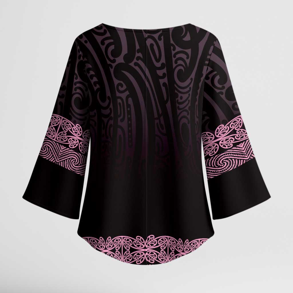 New Zealand Maori Kowhaiwhai Kimono Sleeve Blouse Mawhero Maui and Mangopare - Aussie Hoodie