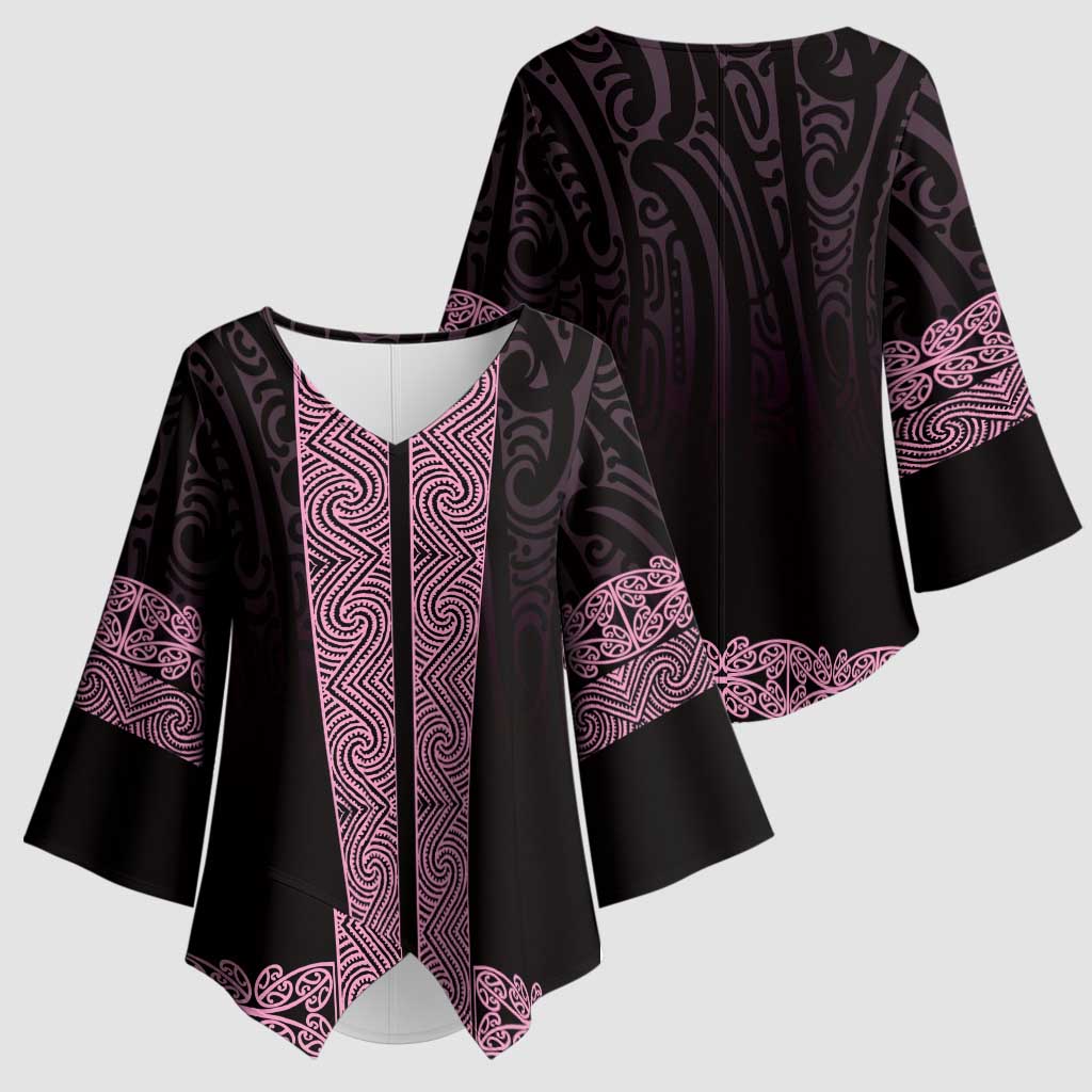 New Zealand Maori Kowhaiwhai Kimono Sleeve Blouse Mawhero Maui and Mangopare - Aussie Hoodie