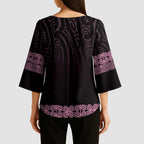 New Zealand Maori Kowhaiwhai Kimono Sleeve Blouse Mawhero Maui and Mangopare - Aussie Hoodie