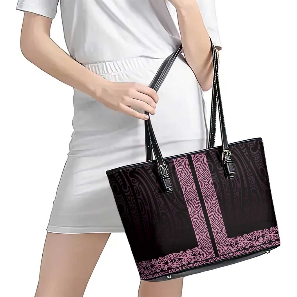 New Zealand Maori Kowhaiwhai Leather Tote Bag Mawhero Maui and Mangopare