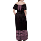 New Zealand Maori Kowhaiwhai Off Shoulder Maxi Dress Mawhero Maui and Mangopare
