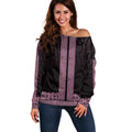 New Zealand Maori Kowhaiwhai Off Shoulder Sweater Mawhero Maui and Mangopare