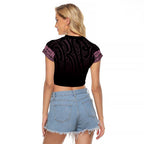 New Zealand Maori Kowhaiwhai Raglan Cropped T Shirt Mawhero Maui and Mangopare