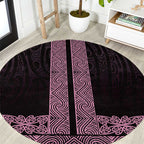 New Zealand Maori Kowhaiwhai Round Carpet Mawhero Maui and Mangopare
