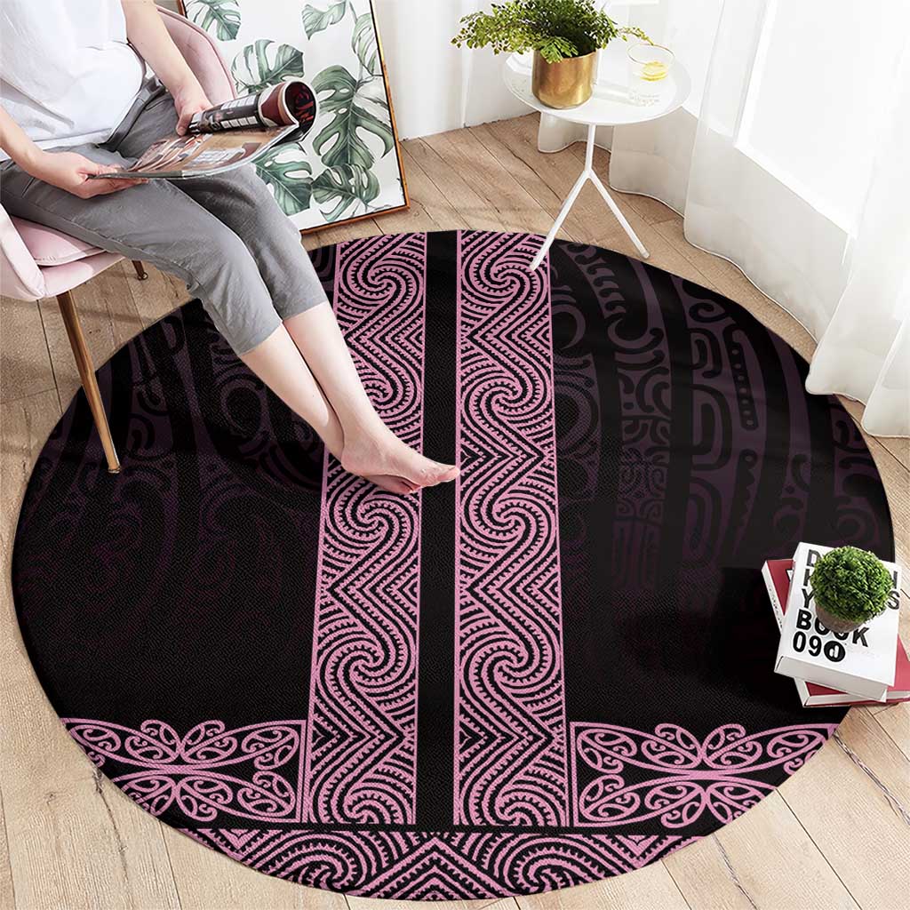 New Zealand Maori Kowhaiwhai Round Carpet Mawhero Maui and Mangopare