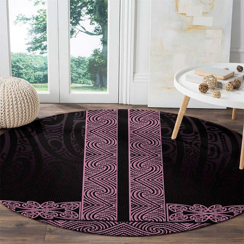 New Zealand Maori Kowhaiwhai Round Carpet Mawhero Maui and Mangopare