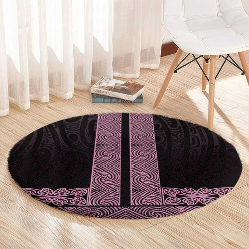 New Zealand Maori Kowhaiwhai Round Carpet Mawhero Maui and Mangopare