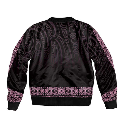 New Zealand Maori Kowhaiwhai Sleeve Zip Bomber Jacket Mawhero Maui and Mangopare