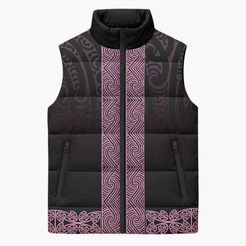 New Zealand Maori Kowhaiwhai Sleeveless Puffer Jacket Mawhero Maui and Mangopare - Aussie Hoodie