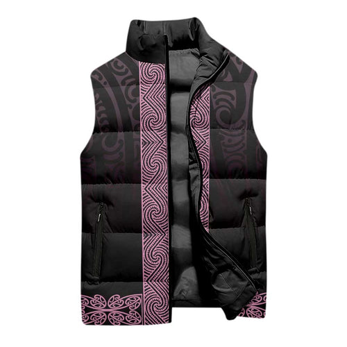 New Zealand Maori Kowhaiwhai Sleeveless Puffer Jacket Mawhero Maui and Mangopare - Aussie Hoodie