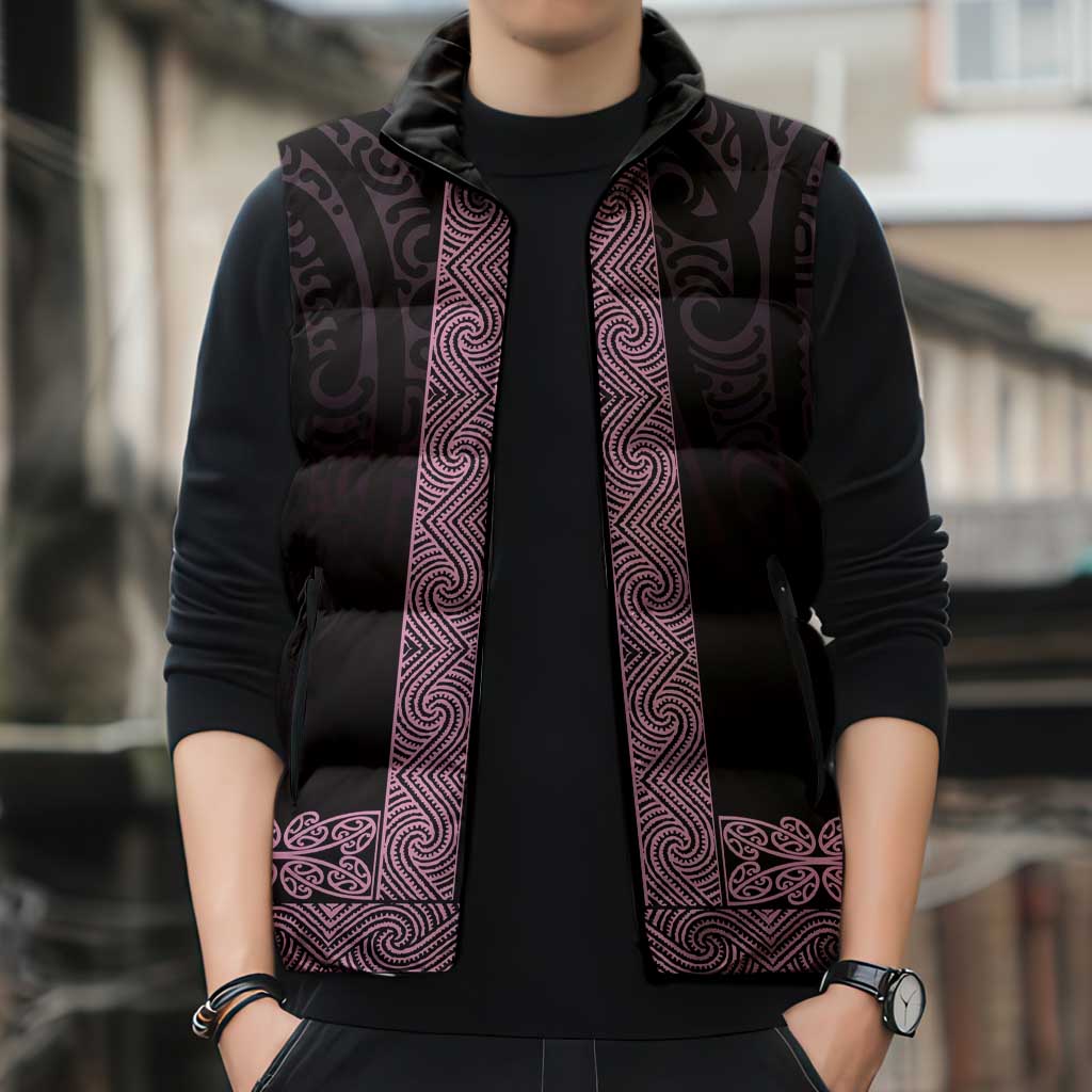 New Zealand Maori Kowhaiwhai Sleeveless Puffer Jacket Mawhero Maui and Mangopare - Aussie Hoodie