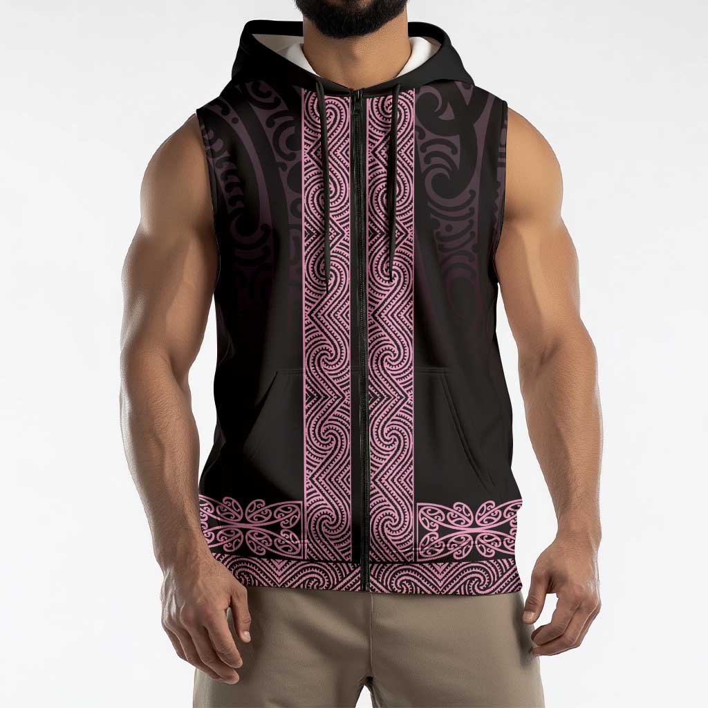 New Zealand Maori Kowhaiwhai Sleeveless Zip Hoodie Mawhero Maui and Mangopare LT9